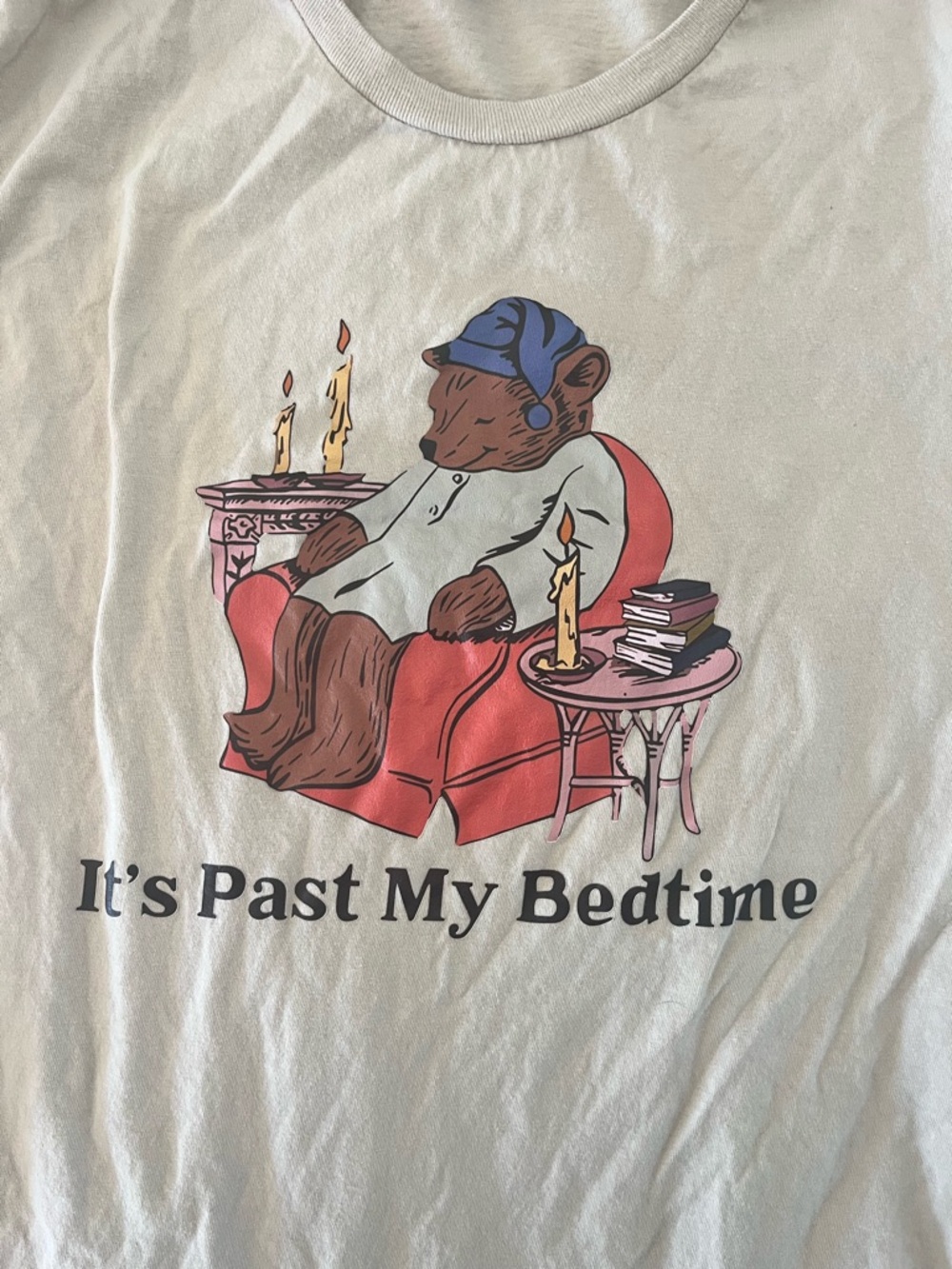 Relaxed Graphic Tee - Beige Celectial Seasonings Bear “It's Past My Bedtime" - Picture 2 of 3